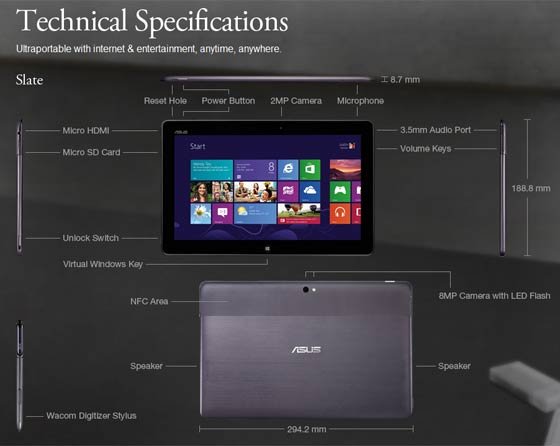 华硕英特尔版Win8平板VivoTab悄然登陆官网