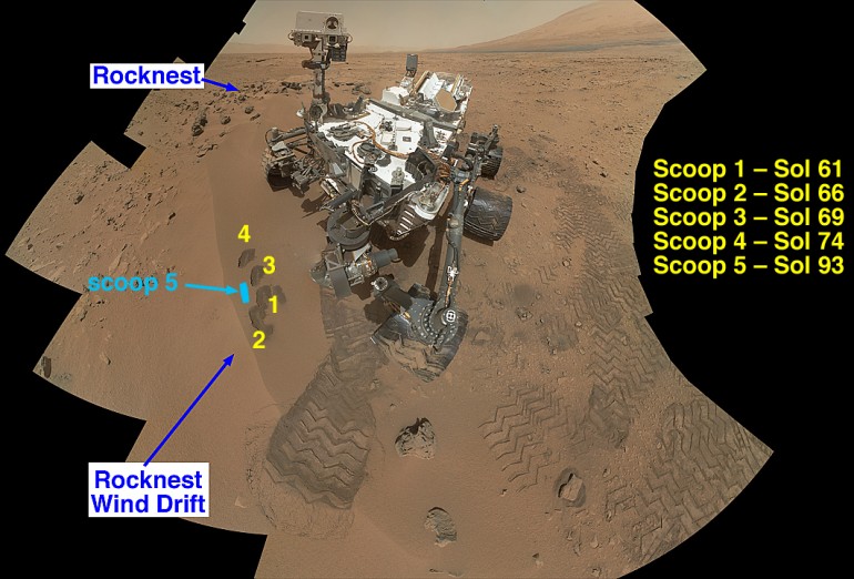 'Rocknest Wind Drift' documenting where soil samples were collected (Image: NASA/JPL-Calte...