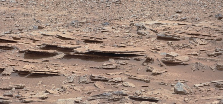 Rock outcrop informally named 'Shaler' at Glenelg (Image: NASA/JPL-Caltech/MSSS)