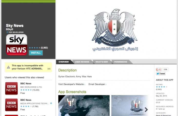 Screen Shot 2013 05 25 at 6.47.06 PM 730x474 photo Screen Shot 2013 05 25 at 6.47.06 PM 730x474 British broadcaster Sky News has all of its Android apps hacked by the Syrian Electronic Army